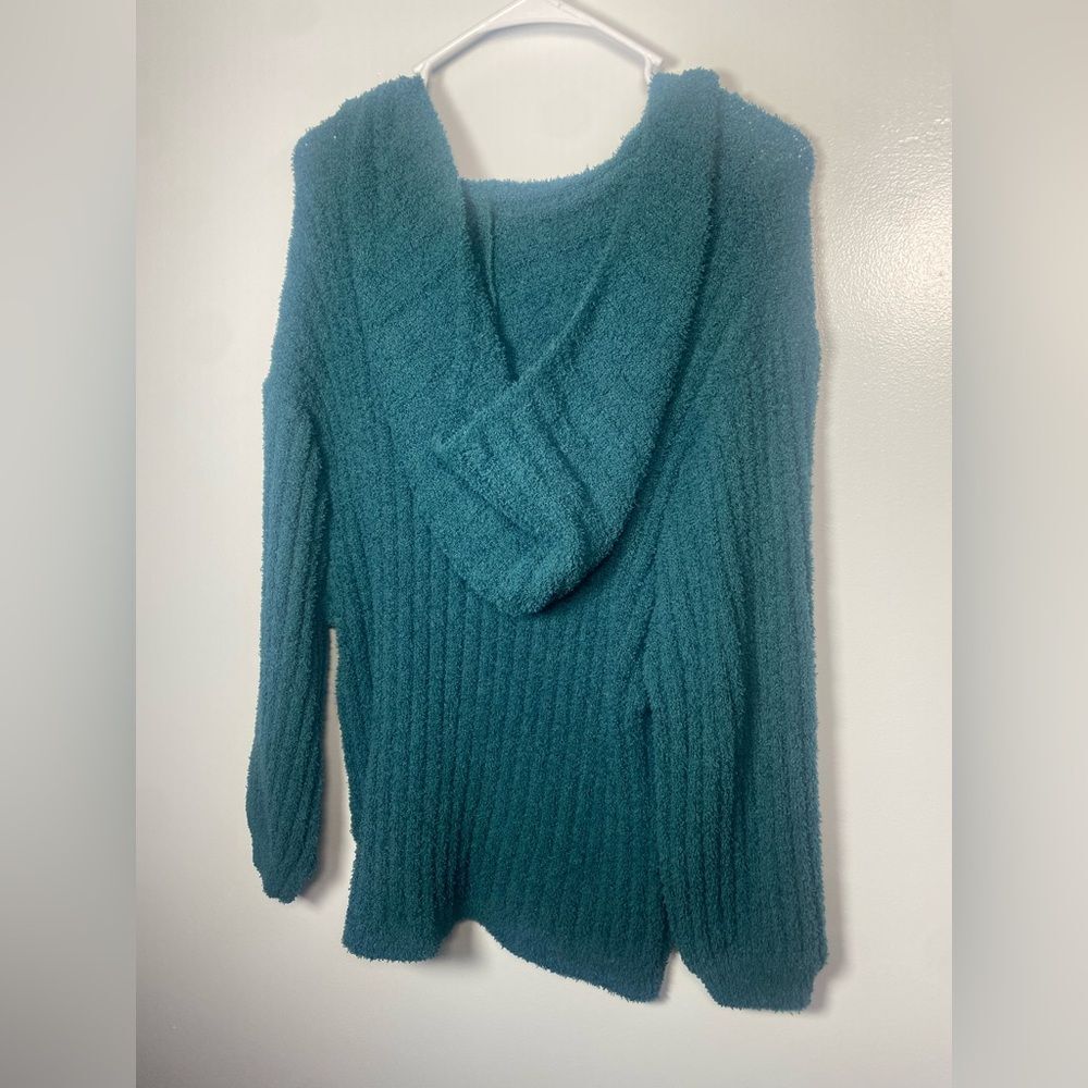 POL Deep Teal V-Neck Hooded Sweater - Picture 3 of 3